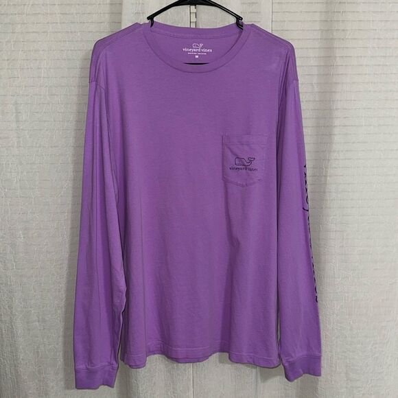 Vineyard Vines M Lilac Purple Burgee Whale Long Sleeve Cotton Crew Dunes Tee - Picture 1 of 11